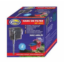 Filtr Kaskadowy Zewnętrzny Aqua Nova NF-600 (600 l/h, 7W) Filtr Przywieszany z Skimmerem