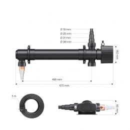Sterylizator UV-C SunSun CUV-155 Profesjonalna lampa 55W do akwarium (do 1500l) i oczka wodnego (do 55 000l)