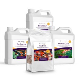 Zestaw Aquaforest Pond 3x 1L (Bio Vacuum, Quick Clear, Bio Starter) + GRATIS Pokarm Mix Bites S (1 kg)