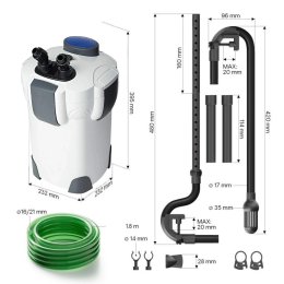 SunSun HW-302 Niezawodny filtr kubełkowy do akwarium 80–150l (1000l/h)