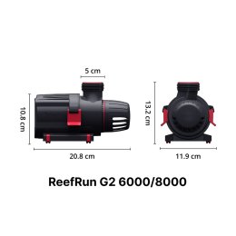 Red Sea ReefRun G2 6000 pompa obiegowa DC do akwarium – wymiary pompy