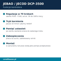 Pompa obiegowa do akwarium Jebao DCP-3500 z kontrolerem 3500 l/h 28 W – funkcje kontrolera