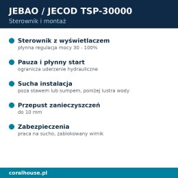 Pompa do oczka wodnego Jebao TSP-30000 ze sterownikiem 30000 l/h 385 W – sterownik i montaż