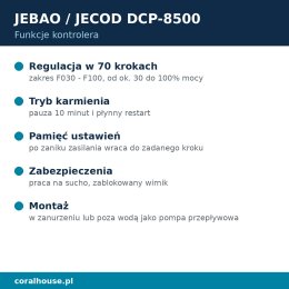 Pompa obiegowa do akwarium Jebao DCP-8500 z kontrolerem 8500 l/h 65 W – funkcje kontrolera