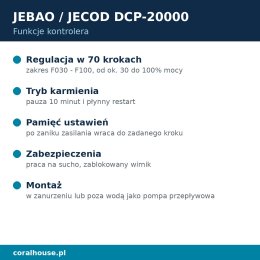 Pompa obiegowa do akwarium Jebao DCP-20000 z kontrolerem 20000 l/h 175 W – funkcje kontrolera