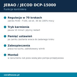 Pompa obiegowa do akwarium Jebao DCP-15000 z kontrolerem 15000 l/h 120 W – funkcje kontrolera