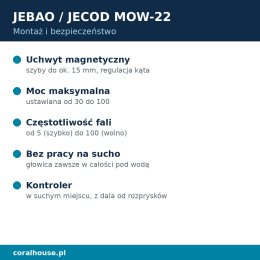 Cyrkulator do akwarium Jebao MOW-22 22000 l/h 50 W Wi-Fi – montaż i bezpieczeństwo