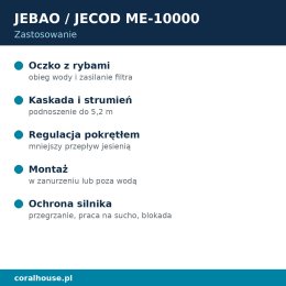 Pompa do oczka wodnego Jebao ME-10000 10000 l/h 63 W – zastosowanie