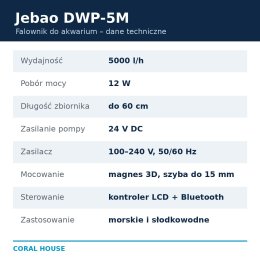 Falownik do akwarium morskiego Jebao DWP-5M 5000 l/h 12 W