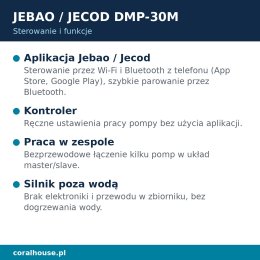 Pompa cyrkulacyjna do akwarium Jecod DMP-30M 15000 l/h 25 W Wi-Fi – sterowanie i funkcje