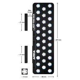 ARKA myReef Frag Rack 32 magnetyczna półka na szczepki koralowców – rysunek z wymiarami