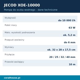Pompa do oczka wodnego Jecod XOE-10000 fontannowa 10000 l/h 63 W