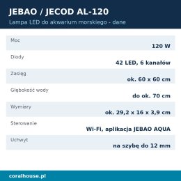 Lampa LED do akwarium morskiego Jebao AL-120 120 W Wi-Fi