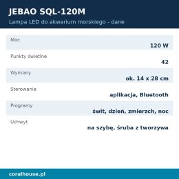 Lampa LED do akwarium morskiego Jebao SQL-120M 120 W