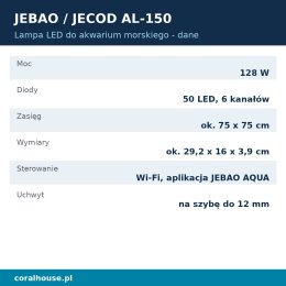 Lampa LED do akwarium morskiego Jebao AL-150 128 W Wi-Fi