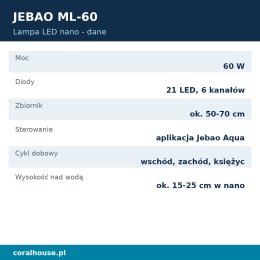Lampa LED do akwarium morskiego Jebao ML-60 60 W