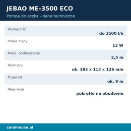 Pompa do oczka wodnego Jebao ME-3500 ECO 3500 l/h 12 W