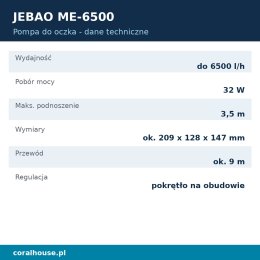 Pompa do oczka wodnego Jebao ME-6500 6500 l/h 32 W