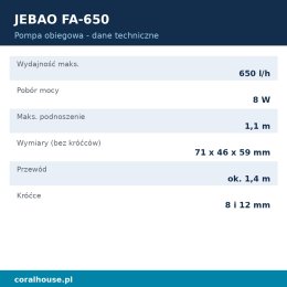 Pompa obiegowa do akwarium Jebao FA-650 650 l/h 8 W