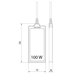 Aqua Medic Ceramic InfraRed Heater 100 W – rysunek techniczny z wymiarami