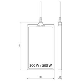 Aqua Medic Ceramic InfraRed Heater 500 W – rysunek techniczny z wymiarami